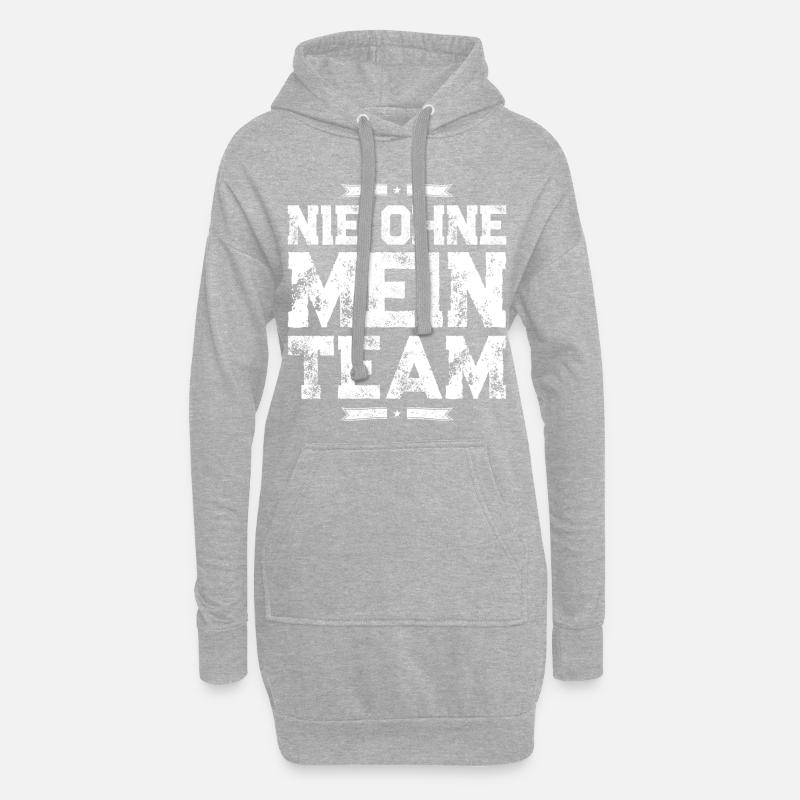 mein team spruch - Hoodie-Kleid - Grau meliert