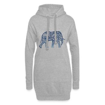 Elefant Mandala Zeichnung bunt Afrika kunst - Hoodie-Kleid - Grau meliert - Vorne