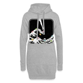La grande vague illustration de beignet drôle - Sweat-shirt à capuche long Femme - gris chiné - Devant