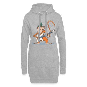Le singe joue un cadeau de guitare - Sweat-shirt à capuche long Femme - gris chiné - Devant