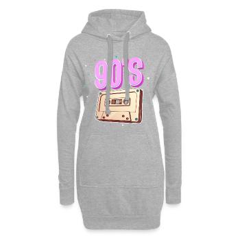 90er Jahre Kassette - Hoodie-Kleid - Grau meliert - Vorne