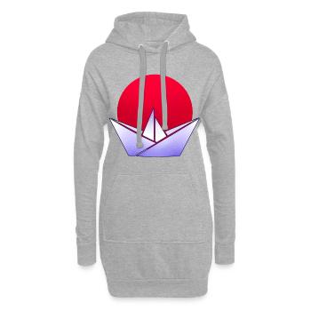 japanisch Origami - Hoodie-Kleid - Grau meliert - Vorne