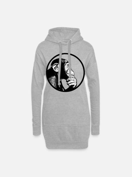 Think after monkey chimpanzee - Hoodie Dress - heather grey