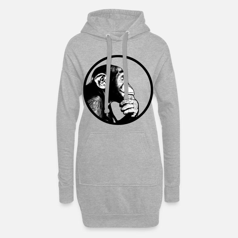 Think after monkey chimpanzee - Hoodie Dress - heather grey