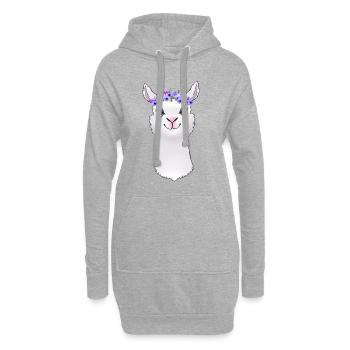 Lama alpaga animal - Sweat-shirt à capuche long Femme - gris chiné - Devant