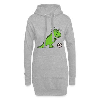 Footballeur de dinosaure - Sweat-shirt à capuche long Femme - gris chiné - Devant