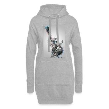 Guitare - Sweat-shirt à capuche long Femme - gris chiné - Devant
