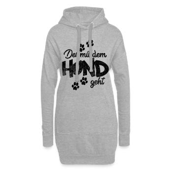 Der mit dem Hund geht - Hoodie-Kleid - Grau meliert - Vorne