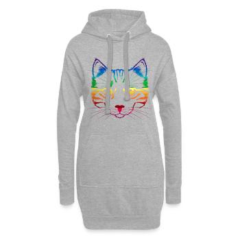 Katze Regenbogen LGBT - Hoodie-Kleid - Grau meliert - Vorne