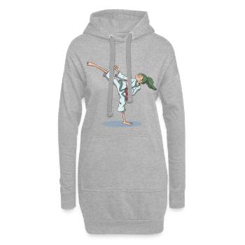Pied de karaté coup de pied - Sweat-shirt à capuche long Femme - gris chiné - Devant