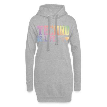 techno ist leben - Hoodie-Kleid - Grau meliert - Vorne