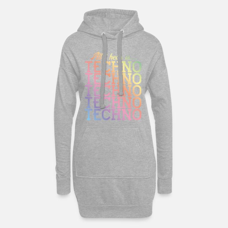 techno hear music bunt - Hoodie-Kleid - Grau meliert