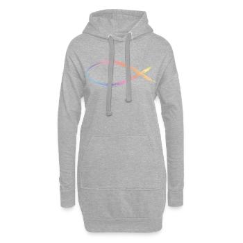 jesus fisch bunt - Hoodie-Kleid - Grau meliert - Vorne
