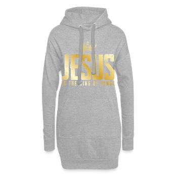 Jésus Christ est roi d'or - Sweat-shirt à capuche long Femme - gris chiné - Devant