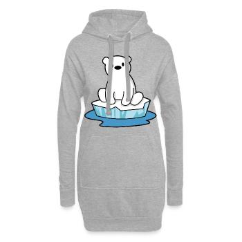 Der sitzende Eisbär - Hoodie-Kleid - Grau meliert - Vorne