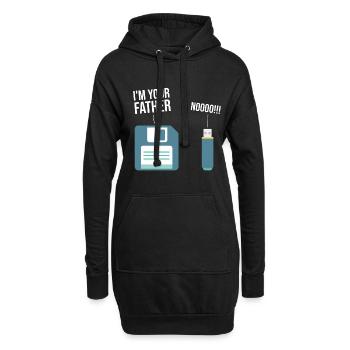 Ordinateur de disquette drôle des années 90 USB - Sweat-shirt à capuche long Femme - noir - Devant