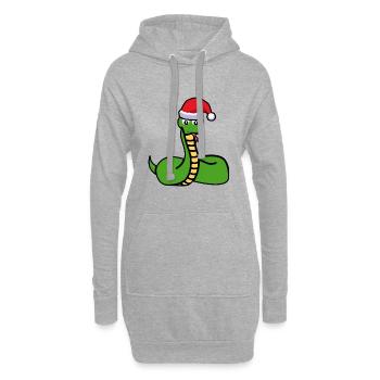 Serpent de Noël avec muetze cadeau - Sweat-shirt à capuche long Femme - gris chiné - Devant