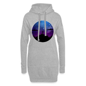 Randonnée Montagnes Étoiles Galaxy - Sweat-shirt à capuche long Femme - gris chiné - Devant