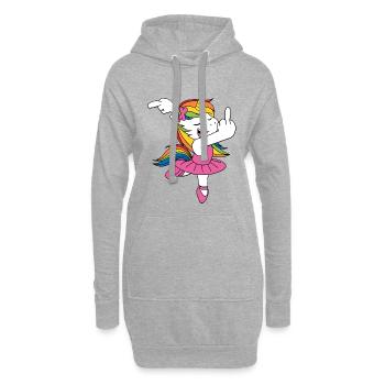 licorne du majeur - Sweat-shirt à capuche long Femme - gris chiné - Devant