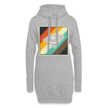 Disque vinyle VINYL RETRO musique - Sweat-shirt à capuche long Femme - gris chiné - Devant