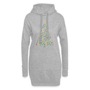 Musique Noël - Notes d'arbres de Noël - Sweat-shirt à capuche long Femme - gris chiné - Devant