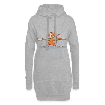Singe Yoga Warrior 2 pose - Sweat-shirt à capuche long Femme - gris chiné - Devant