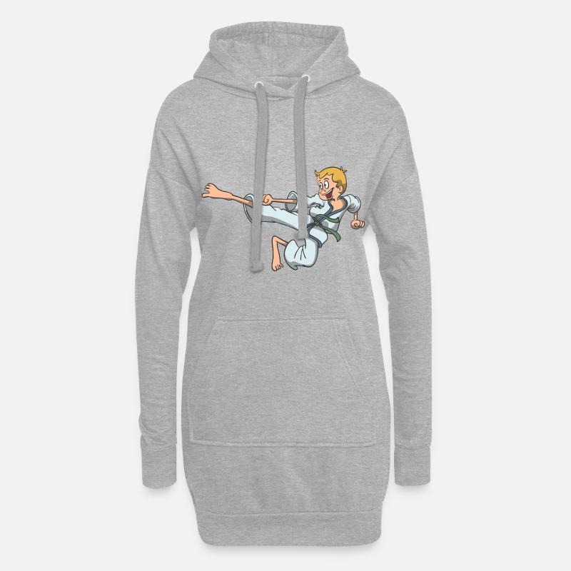 Karate Kind Junge Sprung Kick - Hoodie-Kleid - Grau meliert