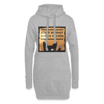 Les vrais hommes ont des chats - Sweat-shirt à capuche long Femme - gris chiné - Devant