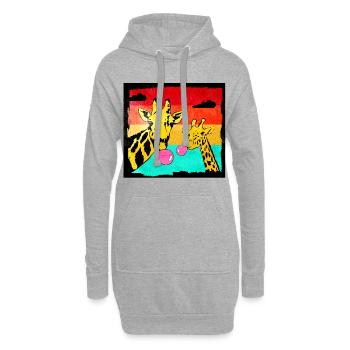 Retro Giraffen Comic mit Kaugummi Geschenk - Hoodie-Kleid - Grau meliert - Vorne