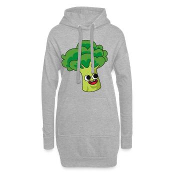 Brokkoli Comic Vegan - Hoodie-Kleid - Grau meliert - Vorne