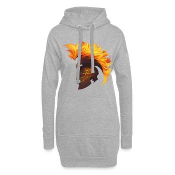 feu spartiate - Sweat-shirt à capuche long Femme - gris chiné - Devant