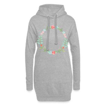 Blumenkranz-Zauber - Hoodie-Kleid - Grau meliert - Vorne