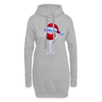 Vin verre à vin père noël chapeau de noël - Sweat-shirt à capuche long Femme - gris chiné - Devant