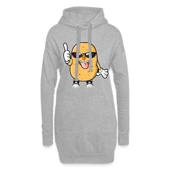 Pommes de terre - Sweat-shirt à capuche long Femme - gris chiné - Devant