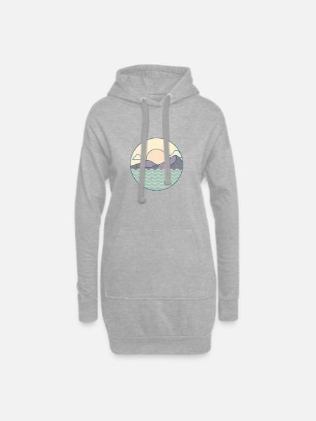 Schöne Natur Landschaft mit Bergen Wasser Liebe - Hoodie-Kleid - Grau meliert