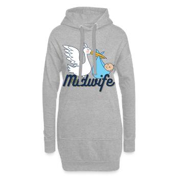 Sage-femme | Cadeau bébé profession cigogne obstétricien - Sweat-shirt à capuche long Femme - gris chiné - Devant