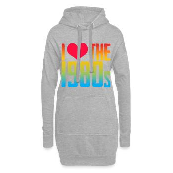 80s j'aime la musique des années 80 - Sweat-shirt à capuche long Femme - gris chiné - Devant