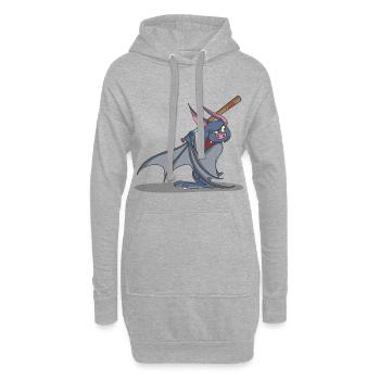 Batte avec batte de baseball - Sweat-shirt à capuche long Femme - gris chiné - Devant