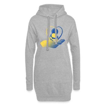 Downsyndrome Design - Sweat-shirt à capuche long Femme - gris chiné - Devant