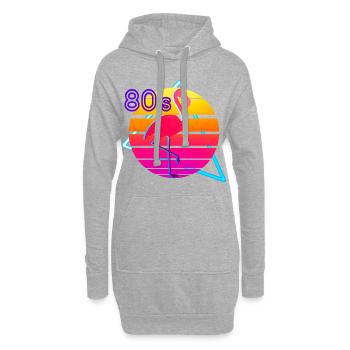 80er Jahre Musik Flamingo Retro - Hoodie-Kleid - Grau meliert - Vorne