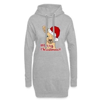 Weihnachtskänguru - Hoodie-Kleid - Grau meliert - Vorne