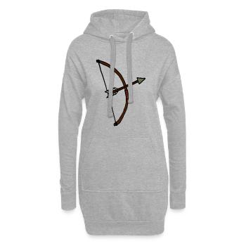 Pfeil und Bogen, Bogenschießen, Geschenkidee - Hoodie-Kleid - Grau meliert - Vorne