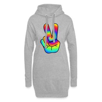 Hippie Peace Victorie signe signe de paix - Sweat-shirt à capuche long Femme - gris chiné - Devant