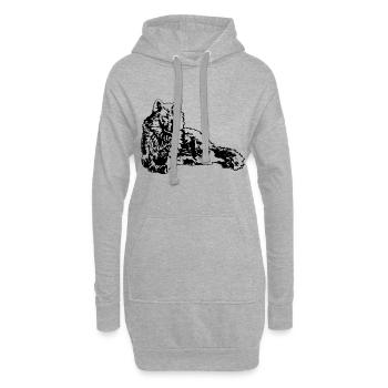 Loup - Sweat-shirt à capuche long Femme - gris chiné - Devant
