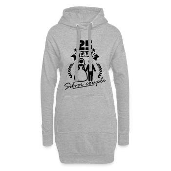 25 ans! Paire d'argent - mariage d'argent - Sweat-shirt à capuche long Femme - gris chiné - Devant