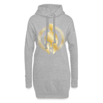 casque spartiate mythologie or - Sweat-shirt à capuche long Femme - gris chiné - Devant