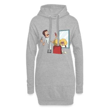 Friseur Haare Schneiden, Kämmen, Legen - Hoodie-Kleid - Grau meliert - Vorne