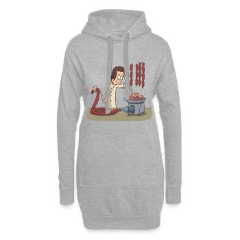 Saucisse de viande couteau de boucher - Sweat-shirt à capuche long Femme - gris chiné - Devant