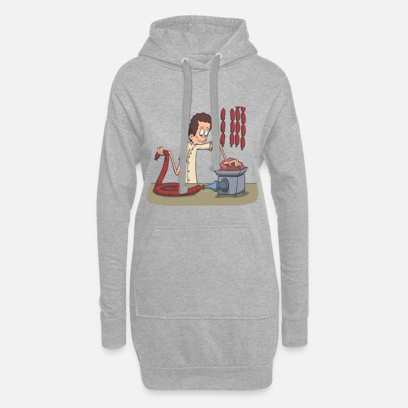 Metzger Messer Fleisch Wurst - Hoodie-Kleid - Grau meliert