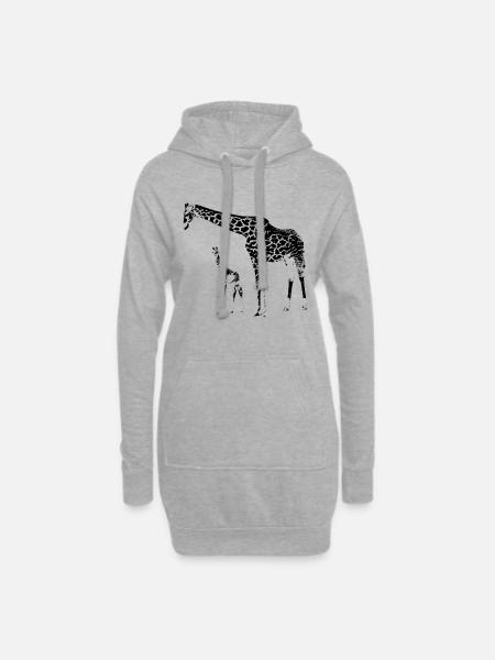 Giraffen - Hoodie-Kleid - Grau meliert